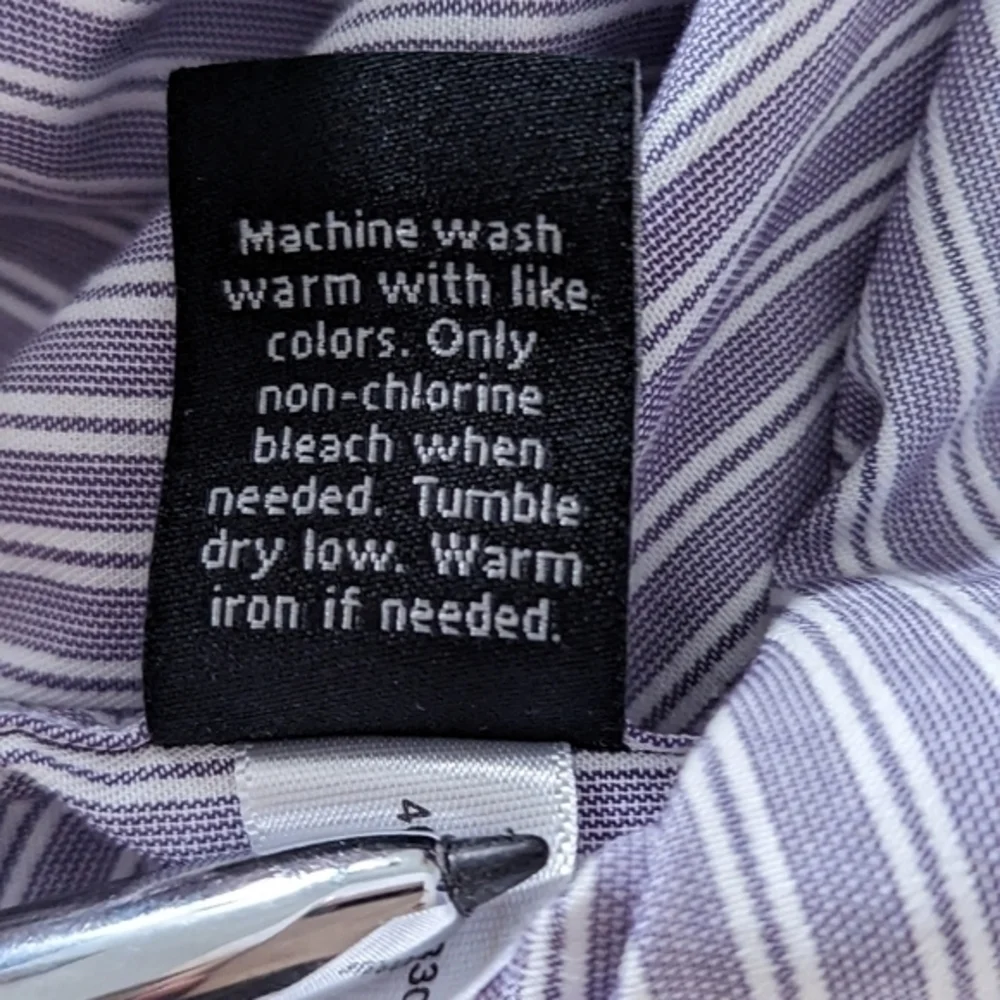 Apt.9 Men's Dress Shirt, Purple/White Stripe, Long‎ Sleeve, Cotton Size M